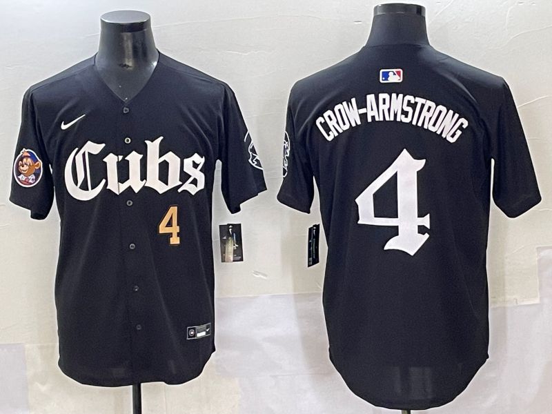 Men 2025 Chicago Cubs #4 Crow-Armstrong Black Five generations Joint Name Nike MLB Jersey style 3->chicago cubs->MLB Jersey